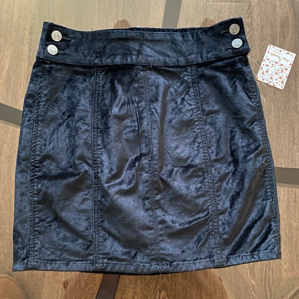 Free People Black Velvet Mini Skirt - Size 26